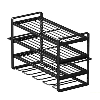 4 Layers Heavy Duty Iron Tool Storage Rack Wall Mount Organizer Battery Charging Station Drill Slots Easy Installation for Garage Workshop