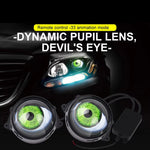 LinkMejor Headlight with Dual Dynamic Devil Eye Design Multiple Modes for Cars Motorcycles Universal