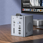 LinkMejor 13 in 1 Vertical Docking Station with PD100W DC18W,TF&SD3.0,10Gbps USB-C USB-A, Camera,bluetooth-compatible 6.0 Speaker, Volume Adjustment for Laptop Computer PC