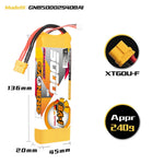 LinkMejor GNB 7.4V 5000mAh 40C 2S LiPo Battery T Plug / XT60 Plug for 1/10 and 1/8 scale RC Hobby Models RC Car Boat