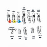 Anmuka 115pcs Fishing Connector Swivel Box Pack Pins Center Pass Swivels Sea Bean Bass Trout Fishing Accessories