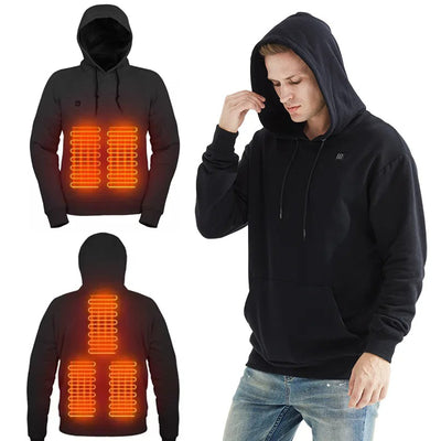 LinkMejor HS05B Smart Heated Sweatshirt 5 Heating Areas Quick Heating USB Rechargeable Washable Safety Fashion Oversize Jacket for Winter Outdoors Keep Warm