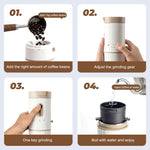 Comfook 15W 2-in1 Portable Coffee Grinder & Travel Mug 400ml Insulated Cup Built-in Pour Over Filter Rechargeable Coffee Maker for Travel & Office