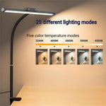 Elfeland USB Plug-in LED Desk Lamp Adjustable Brightnss & Color Temperature Clip-On Flexible Gooseneck Eye-Caring Design for Indoor Study Read