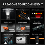 LinkMejor T7 Multifunctional 1500 Lumen Rechargeable LED Flashlight with Side Light Adjustable Camping Stand for Outdoor Adventures Camping Riding LED Torch Work Light