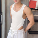 LinkMejor Men Tank Top Fashion Simple Solid Color Jumpsuit Vest Male Tanks Sleeveless Summer Streetwear S-5XL