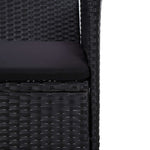 3-Seater Garden Sofa with Cushions Black Poly Rattan