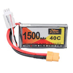 LinkMejor 7.4V 1500mAh 40C 2S LiPo Battery XT60 Plug for RC Drone