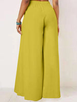 ZANZEA Women Solid Color Bowknot Pleated Loose Casual Wide Leg Pants
