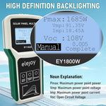EY-1800W Solar Panel Tester Solar MPPT Meter Multimeter 5-1800W Power Range 20-120V Voltage 0-60A Current LCD Display Safe Multi-Protection Portable Design