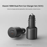 Xiaomi 100W 2-Port USB PD Car Charger Adapter USB-A+USB-C Support PD3.0 QC3.0 UFCS1.0 Fast Charging for iPhone 17 17Pro 16 Pro Max 15 14 13 for Huawei Mate XTs for OPPO for VIVo