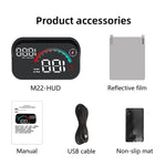 LinkMejor M22 Universal Car HUD Multifunctional Display Head-Up Display GPS Speedometer Compass USB Rechargeable