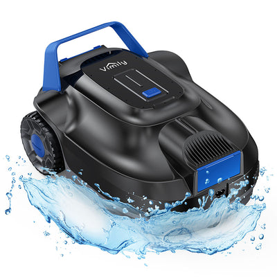 [US Direct] Vimily S1 Cordless Pool Robot Vacuum, Robotic Pool Rechargeable Cleaner for Above Ground & In-Ground Swimming Flat Pools, Lasts 120 Mins, Automatic Self-Parking & Obstacle Avoidance