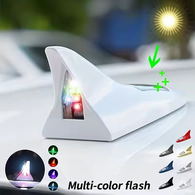 Solar Shark Fin Decorative Light for Car Tail Brake LED Flashing Light for Car Roof Car Decorative Lights Solar Shark Fin Antenna Roof Tail Modified Lights