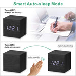 Wooden Digital Alarm Clock with Temperature Sound Control Electronic Clocks Desktop LED Bedside Clock
