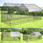 PawGiant Chicken Coop Run Cage Upgrade 86.6"×40"×38" Metal Chicken Fence Pen Pet Playpen Enclosures with Protection Cover&Ground Nail,Cage Indoor Outdoor Yard for Small Animals Cat Hen Duck Rabbit