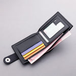 Men's Sleek Compact Wallet with Magnetic Closure - Fashionable Soft Faux Leather, Multiple Card Slots & Large Capacity