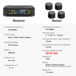 Solar-Powered Wireless TPMS 433.92MHz LED Display Car Tire Pressure Monitoring System with 4 Sensors Real-time Monitoring