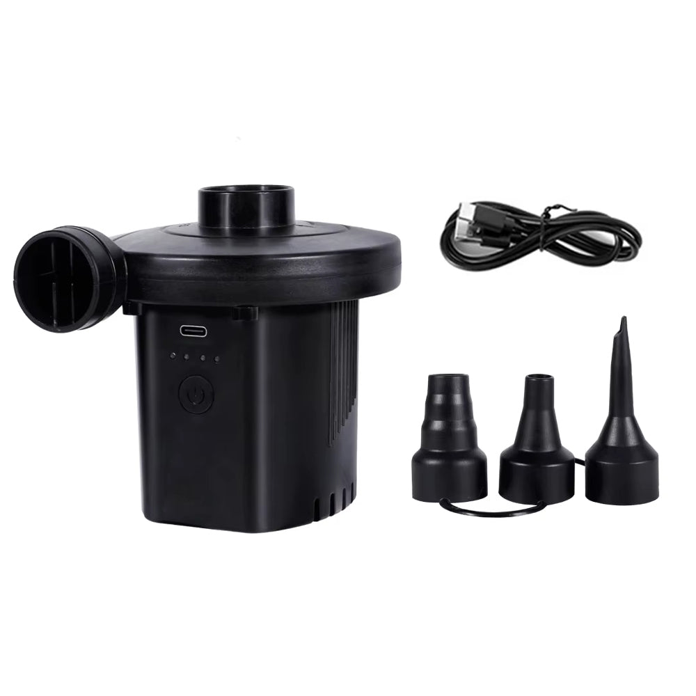 LinkMejor Rechargeable Portable Electric Air Pump 2000mAh Battery Lightweight Design 3 Nozzle Options Quick Inflation Deflation for Air Mattress Pool Floats Vacuum Bags Camping