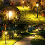 Elfeland Solar Tungsten Filament Lawn Light 21.5" Tall LED Garden Spike Lamp IP65 Waterproof Rechargeable Solar Pathway Lighting