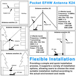 Pocket EFHW Antenna K24 3-30MHz Frequency Band Shortwave Antenna Wideband End-fed Halfwave Antenna with Cloth Storage Bag