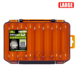 LinkMejor 12/14 Compartments Double Sided Fishing Tackle Box Y-slot Fishing Gear Organizer Fishing Tool Storage Case