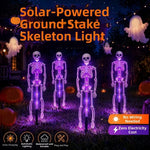 Elfeland Solar Skeleton Ground Stake Light LED Auto On/Off Sensor Waterproof Plug&Play Halloween Ambient Lamp for Outdoor Garden Yard Pathway Decoration