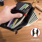 LinkMejor Men's Genuine Leather Wallet Detachable Coin Purse Large Capacity Multi-card Slots Card Holder Money Clip