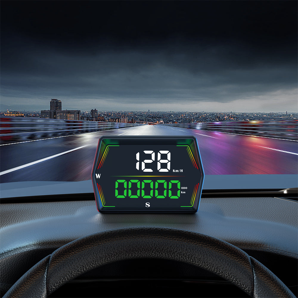 LinkMejor G21 Car HUD GPS Head Up Display 360° Rotation Digital Speedometer Large Font Compass Time Overspeed Warning Customized