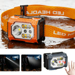 LinkMejor A40  Mini Sensor Headlamp with Spotlight & Floodlight Wave Sensing 3-Color Light, IP44 Waterproof USB-C Rechargeable Headlight for Camping Hiking Fishing