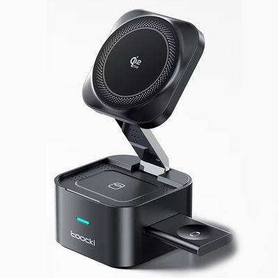LinkMejor GY-W24 25W 3-in-1 Wireless Charger Fast Wireless Charging Stand Built-in 70cm Retractable Cable for Smart Phones for iPhone 17 17Pro 16 Pro Max 15 14 13 for Huawei Mate XTs for OPPO for Airpods for Apple Watch