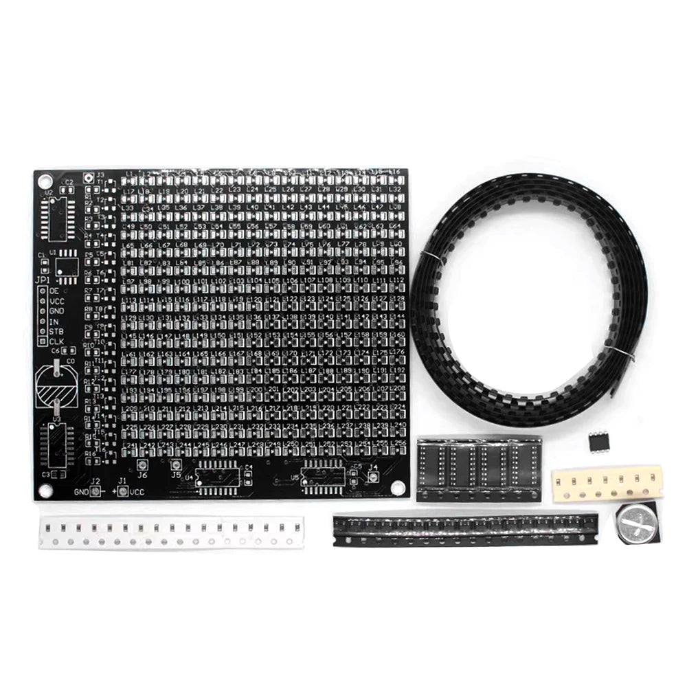 DIY LED Matrix Kit SMD Dot Matrix Advertising Screen Kit Soldering Practice PCB Pre-Programmed Microcontroller Red Display