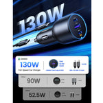 LinkMejor 130W USB C Car Charger PD 100W +PD 30W Type C Car Charger Adapter for iPhone 16 16 Plus 16 Pro 16 Pro Max Galaxy S24 S23 Ultra for iPad MacBook