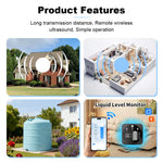 Tuya WiFi Ultrasonic Liquid Level Sensor 433MHz Remote Control Indoor/Outdoor Tank Level Monitor with APP Alarms for Household