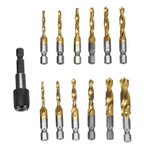 Drillpro 13pcs M3-M10 Metric Screw Thread Tap Drill Bits Set Hex Shank Drill Bit Screw Compound Tap Hand Tools with Joint Rod