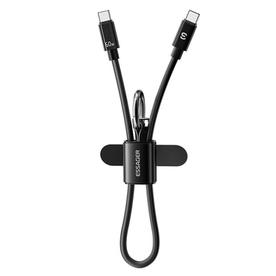 LinkMejor ES-X83 3A 60W Type-C to Type-C Lanyard Cable Fast Charging Data Transmission Copper Core Line 0.3m Long for iPhone 17 17Pro 16 Pro Max 15 for Huawei Mate XTs for Xiaomi 17pro for OPPO