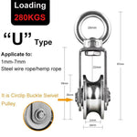 304 Stainless Steel Swivel Pulley Duplex Bearing Ultra Silent Detachable Rotation Heavy Duty Traction Wheel 280kg Load Capacity 360 Degree for Indoor Outdoor Rope Tool