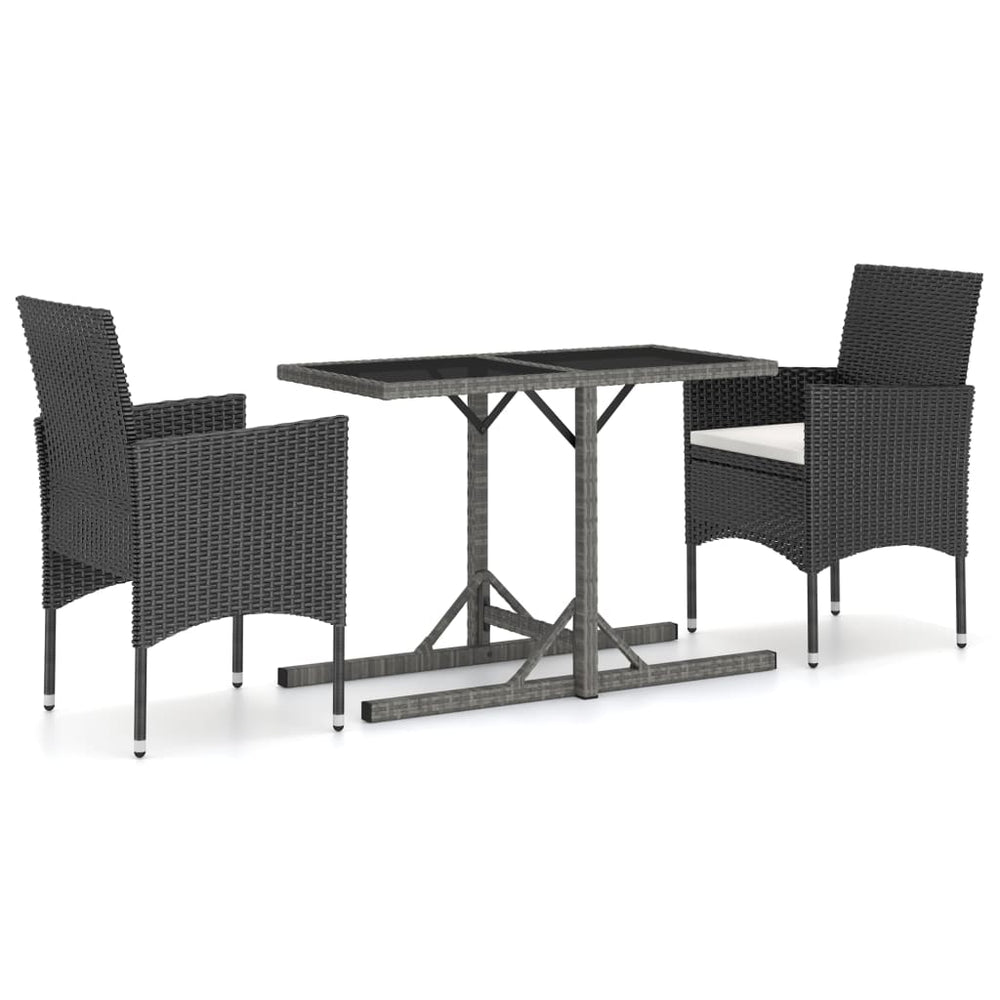 3 Piece Garden Dining Set Black