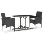 3 Piece Garden Dining Set Black