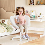 LinkMejor Kids Desk Chair Cute Flower Ergonomic Study Chair Swivel Boucle Desk Chair Adjustable Height 360° Rotating Wheels Home Office Chair for Children at Bedroom Study Room