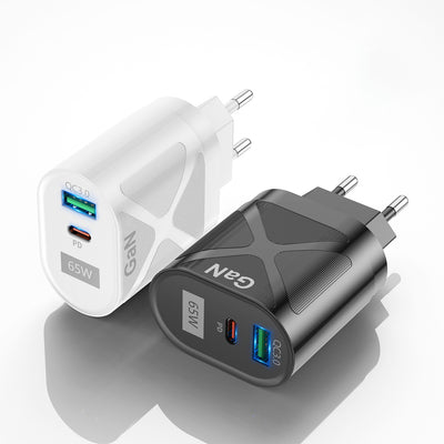 LinkMejor 65W GaN Wall Charger 33W USB-C PD PPS / 33W USB-A QC3.0 Fast Charging For iPhone 13 13 Mini For iPad Pro 2021 For Samsung Galaxy S22 Ultra MacBook Air M1