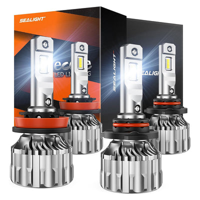 LinkMejor S6 Pair 36000 Lumens LED Car Headlight Bulbs Front Fog Lamp 6500K Cool White Hi Low Beamwith Cooling Fan