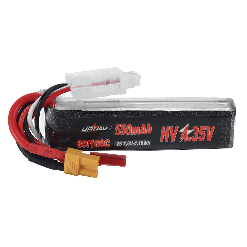 LinkMejor Power 7.6V 550mAh 80C/160C 2S HV 4.35V LiPo Battery XT30 Plug for RATE W20 FPV Racing Drone