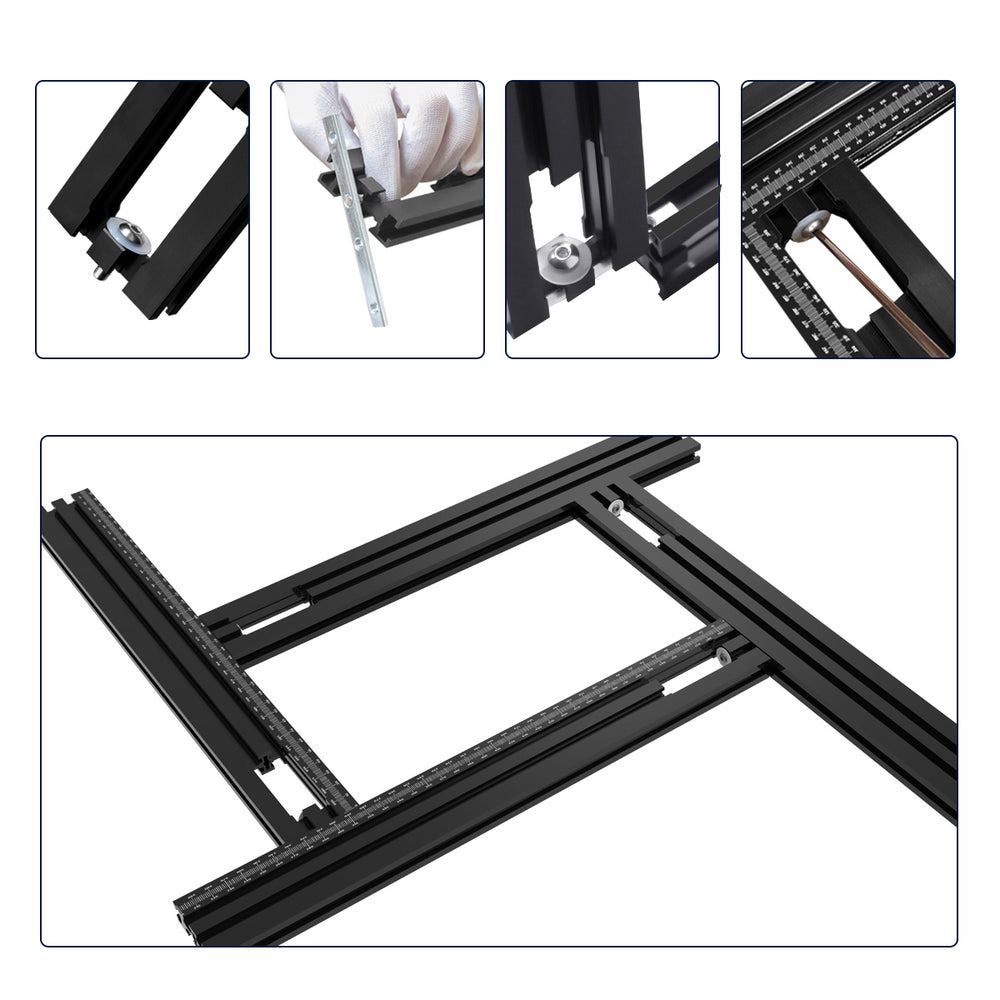 LinkMejor Trimming Machine Guide Rails 400mm-800mm Adjustable Backing Auxiliary Guide Bracket Aluminum Alloy Milling Groove Engraving Guide Rail