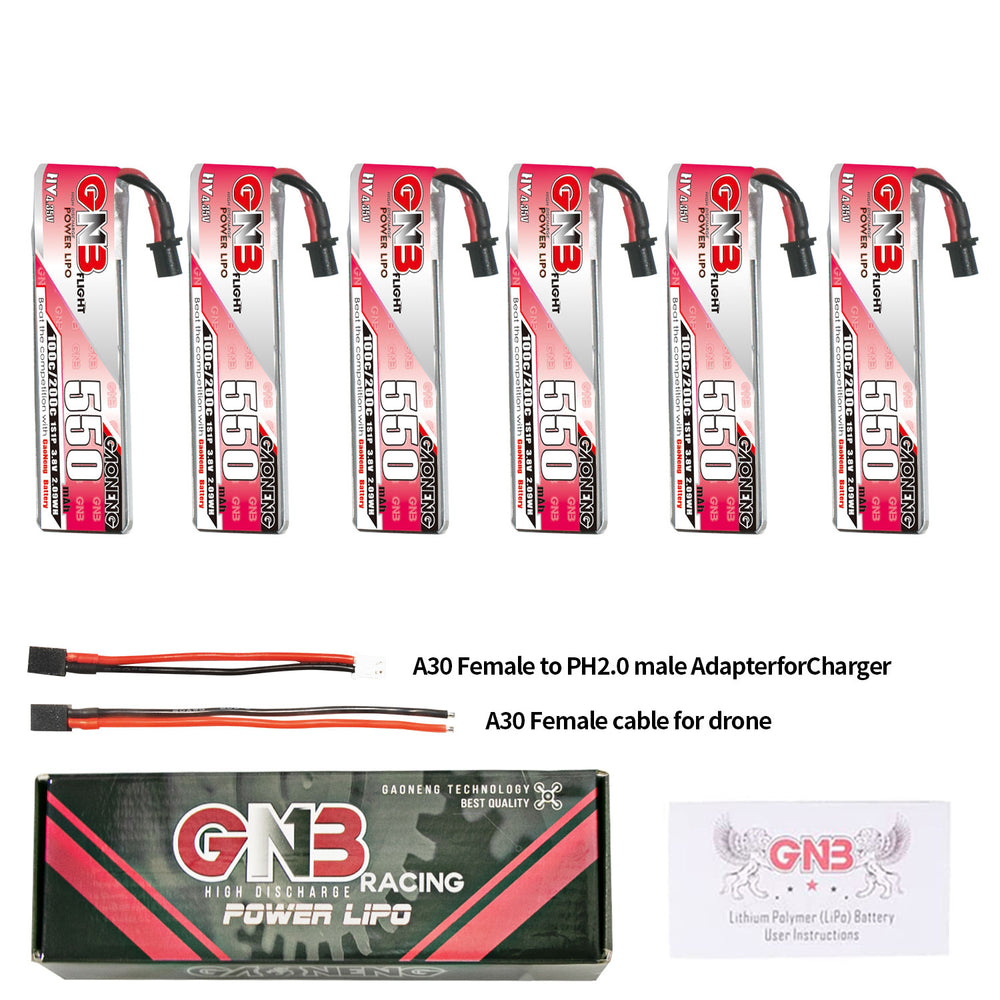 6Pcs LinkMejor 3.8V 550mAh 100C 1S LiHV Battery A30 Plug for Emax Tinyhawk S BetaFPV Beta75X
