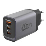 150W 3-Port USB PD Charger USB-A+2USB-C PD QC3.0 Fast Charging Wall Charger Adapter EU Plug for iPhone 17 17Pro Max 16 15 14 for Huawei Mate XTs for Xiaomi 17pro for OPPO for VIVO