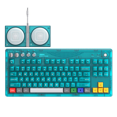 8Bitdo Retro87 Mechanical Gaming Keyboard Water Blue Transparent Tri-Mode Top Structure Wireless 87 Key RGB Backlit 4000mAh Super Buttons for PC Gaming