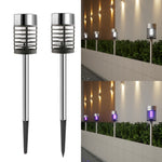 Elfeland 2 Pack Solar Mosquito Killer Lawn Light 2 in 1 UV LED Bug Zapper Auto On Off Waterproof Ground Stake Lamp with High Voltage Grid for Garden Courtyard Outdoor