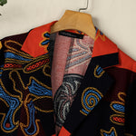LinkMejor Womens Ethnic Prints Blazer Vacation Thin Suit Coat Retro Lapel Cotton Linen Printing Long Sleeve Blazer