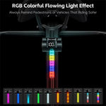 WEST BIKING RGB Colorful Dynamic LED Bicycle Taillight Smart Sensor Brake Digital Power Display Waterproof USB Rechargeable Bike Rear Light for Outdoor Night Safe Cycling